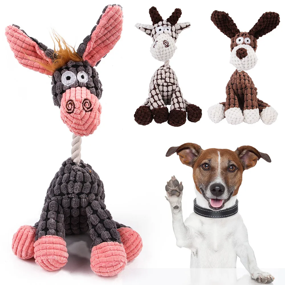 

Creative Donkey Shape Sounding Pet Toys Training Interactive Corn Grain Donkey Funny Cartoon Squeak Pet Cat Plush Toy Supplies