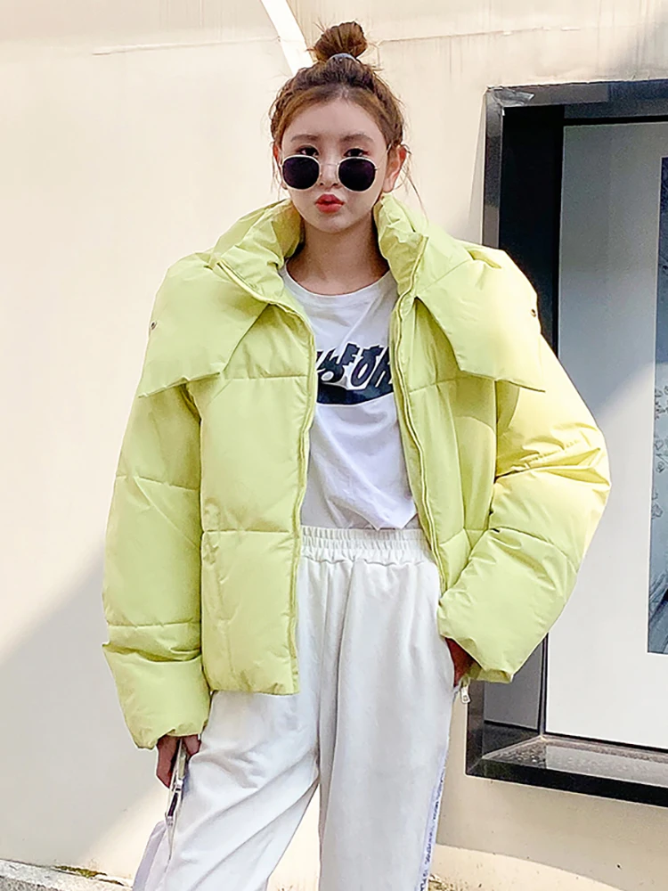 AOSSVIAO 2023 winter new Korean style fluffy hooded bread down jacket women thick loose short jacket Loose Coats Elegant Ladies