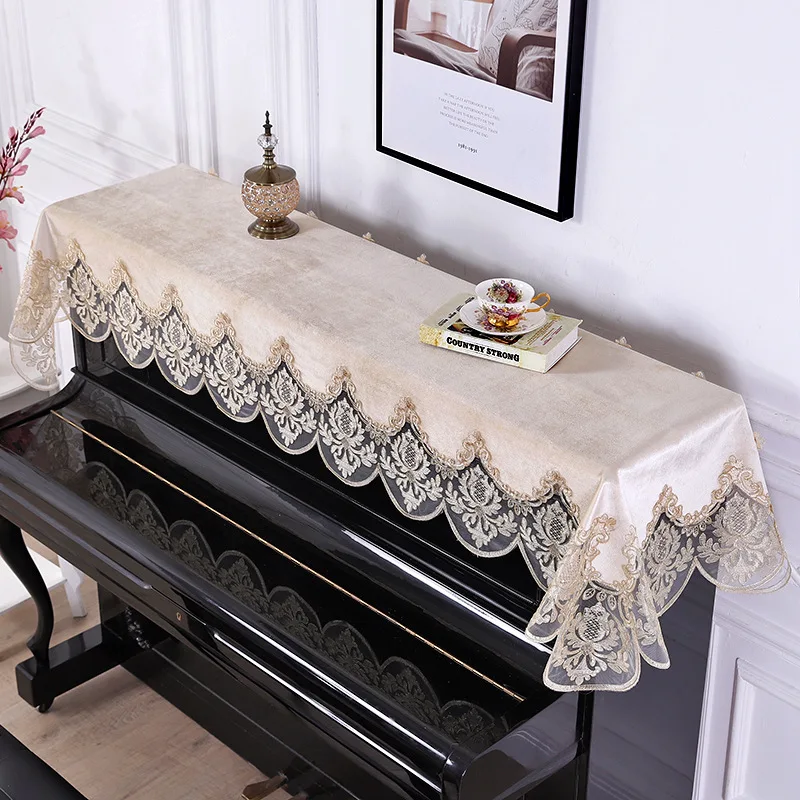 

85cm*220cm European style lace piano cover embroidery cover towel half cover dustproof electronic organ protective cover