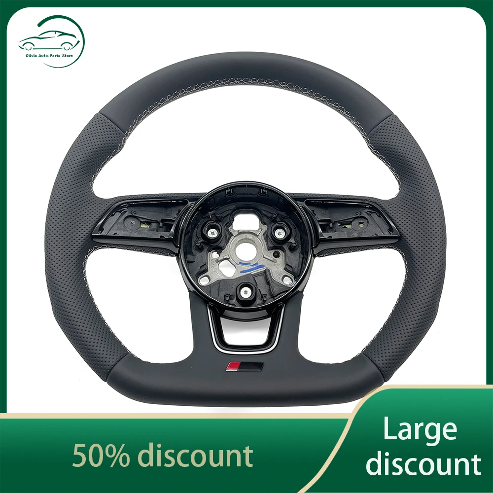 Для Audi RS3 RS4 RS5 A3 A4 B9 A5 S3 S4 S5 2017-2021 полуперфорированный руль из белой кожи