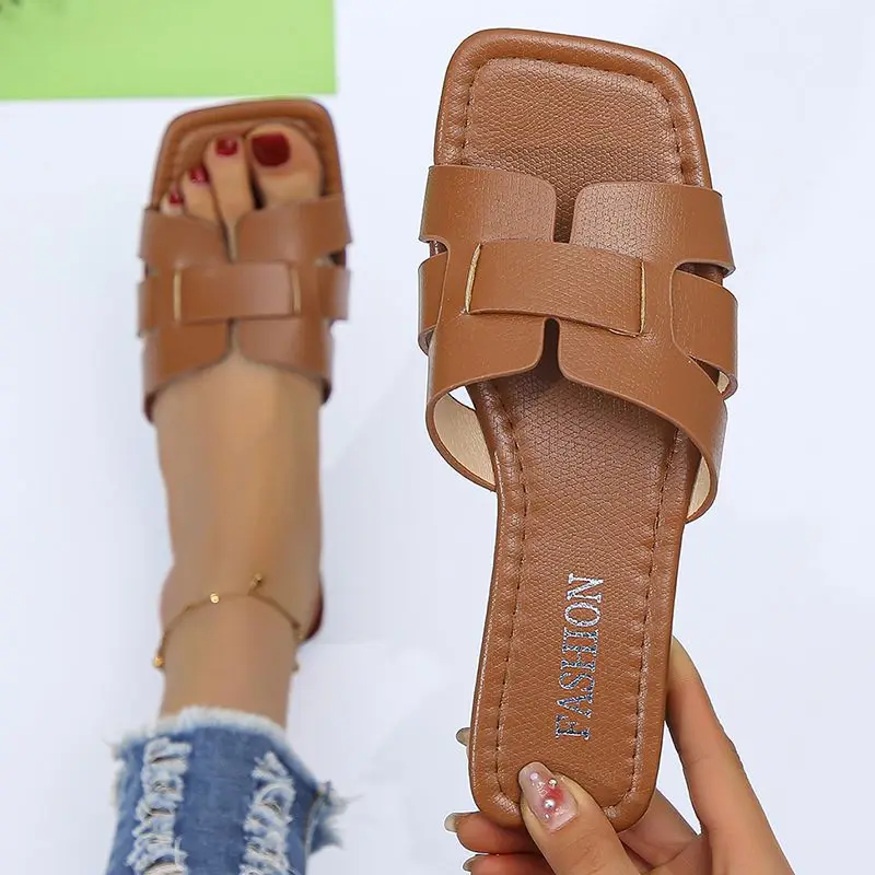 

Summer Slippers Women Flat Luxury Outdoor Beach Flip Flops Female Sandals Trend Brand Design Slides Shoes Woman 2023 Big Size 43