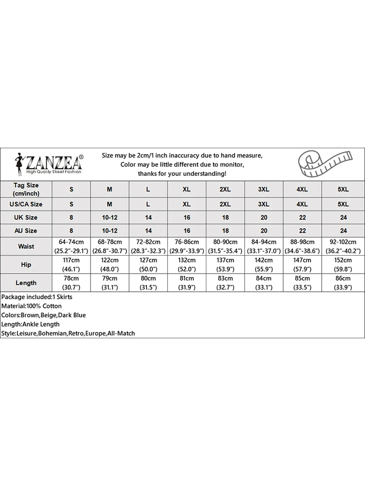 Модные хлопковые юбки 2024 ZANZEA винтажные женские осенние повседневные свободные с