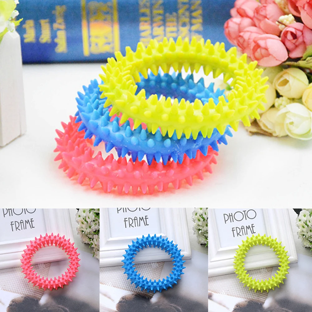 

Dog Chewing Toy Pet Rubber Thorn Ring Circle Toy Training Dog Molar Dog Pet Bite Soft Rubber Toy Pet Education Release Stress