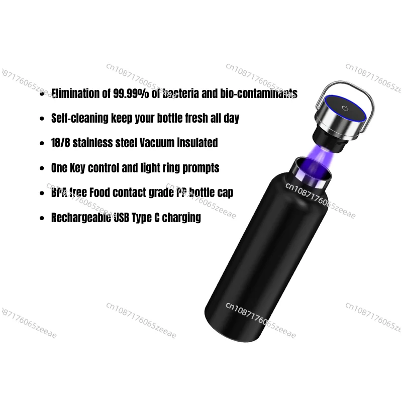 Изолированная бутылка для воды из нержавеющей стали 750 мл самоочищающаяся
