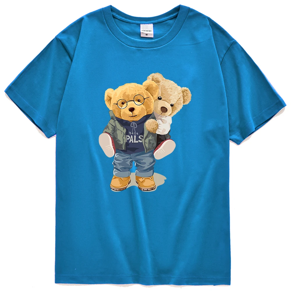 

We Are Best Friends Teddy Bear Print Mens T-Shirts Street Fashion T-Shirt Versatile Cool Clothing Vintage Sport Men'S Tshirt