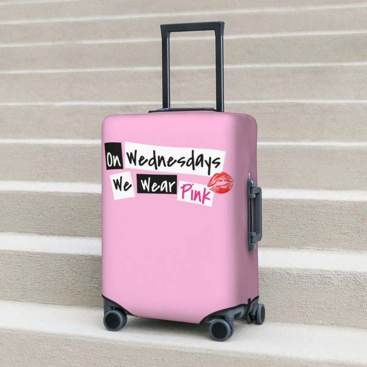 Mean Girls Suitcase Cover On Wednesdays We Wear Pink Cruise Trip Holiday Useful Luggage Accesories Protection