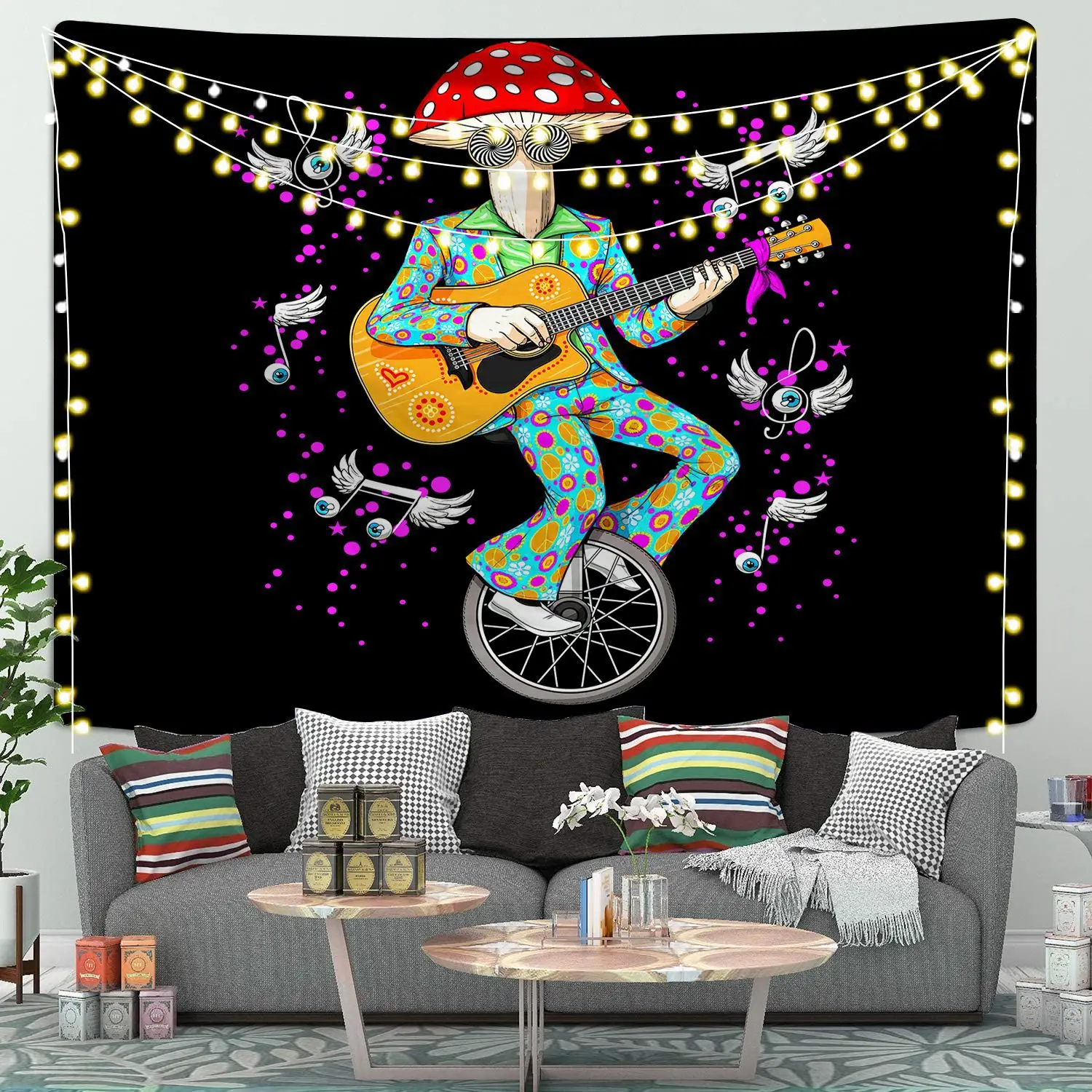 

The Tree of Life Sun and Moon Tapestry Beautiful Psychedelic Uv Reactive Black Tapestry Interior Decoration Wall Hanging