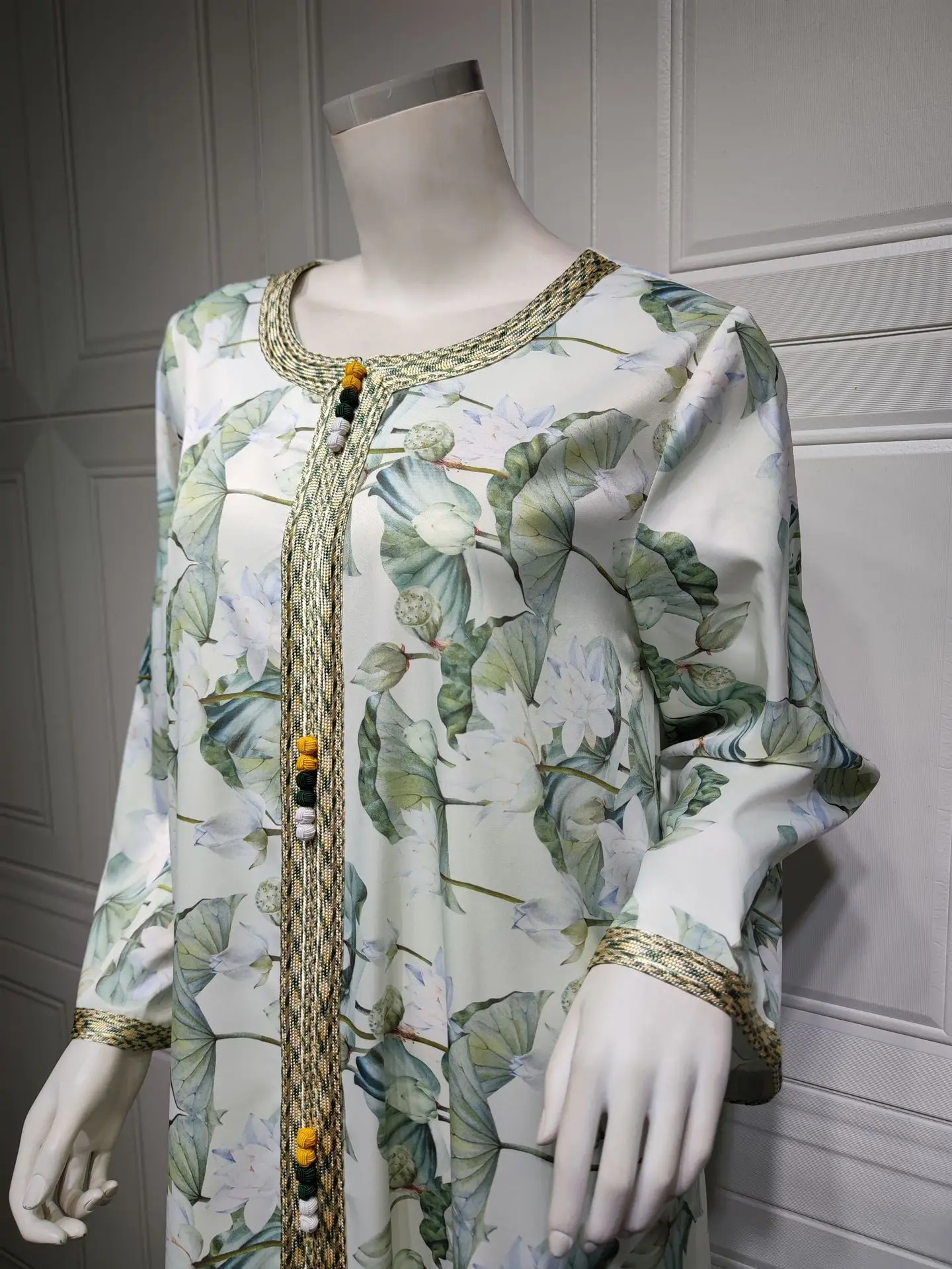 Floral Printed Muslim Fashion Hijab Dress Arabic Abayas Jalabiya for Women Turkish Dresses Kaftan Abaya Dubai Islamic Clothing