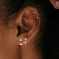 trendy silver star ear clip for woman anti allergy mini 925 sterling flash diamond without piercing earring aesthetic jewelry