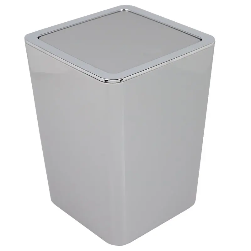 

gal Skylar Swing Top Plastic Bathroom Trash Can, Gray