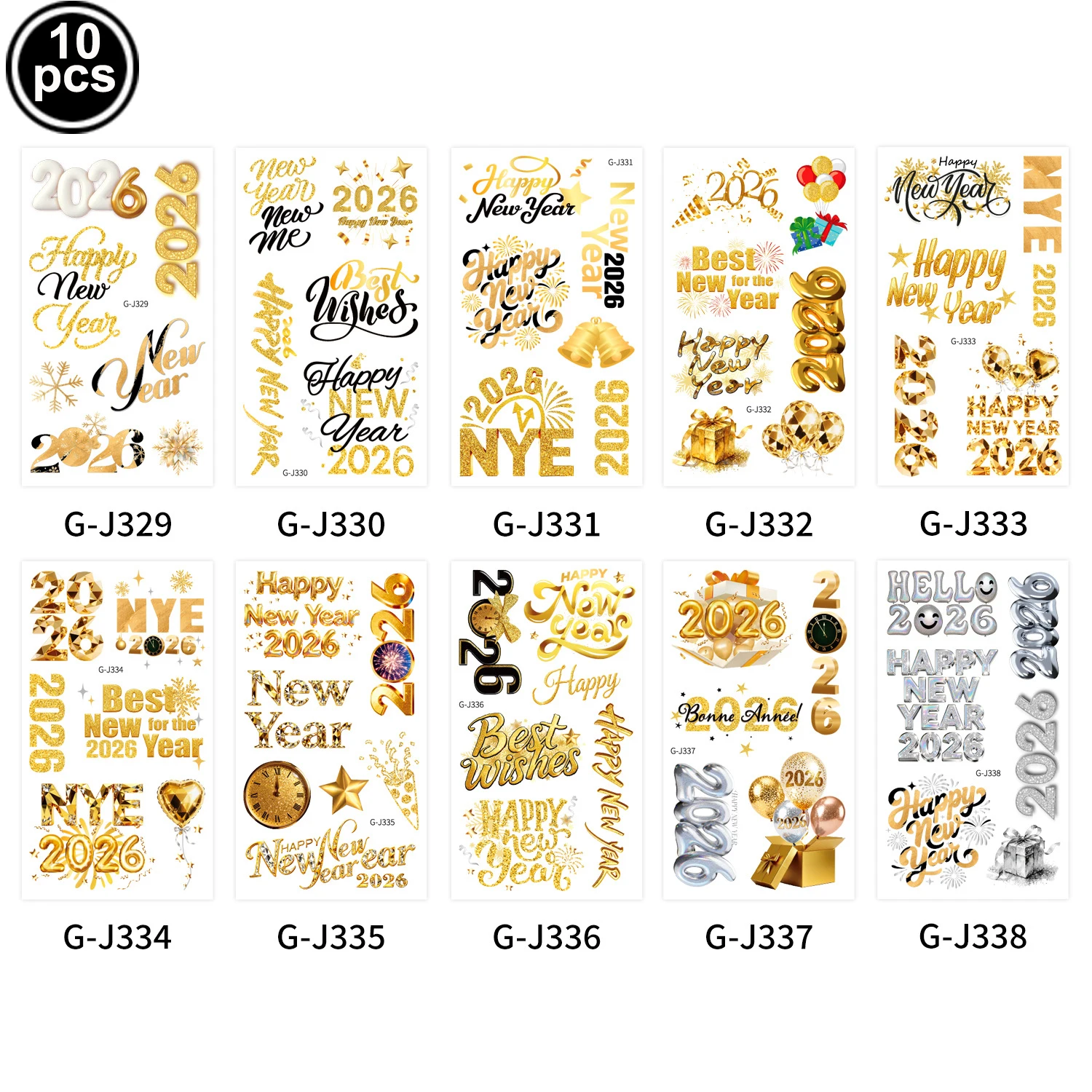 

Новогодние временные татуировки 2026, золото и серебро