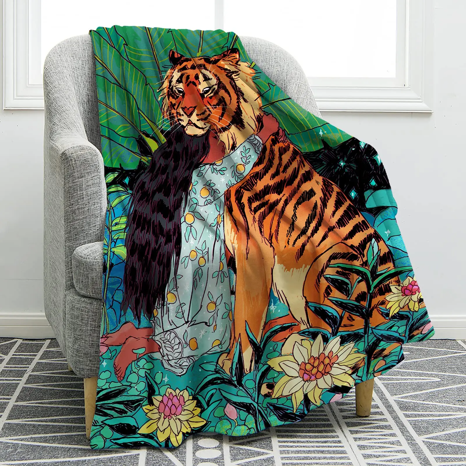 

Throw Blanket for Women Adults Birthday Gift for Bedroom Sofa Colorful Peacock Feathers Blanket Soft Warm Lightweight Print