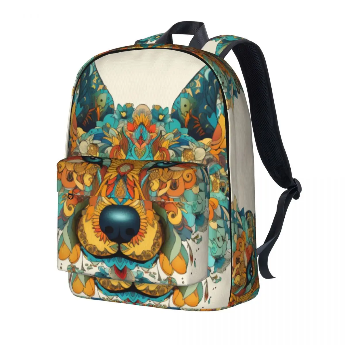 

Dog Backpack Animal Mandala University Backpacks Unisex Modern High School Bags Design Print Rucksack