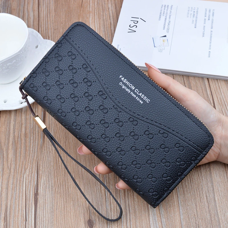 

Brand Designer Wristband Wallets Women Many Departments Clutch Wallet Female Long Large Card Purse Ladies Handbag