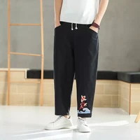 mens harajuku style trousers vintage male jogging pants large size 5xl casual mens wide leg pants korean embroidery