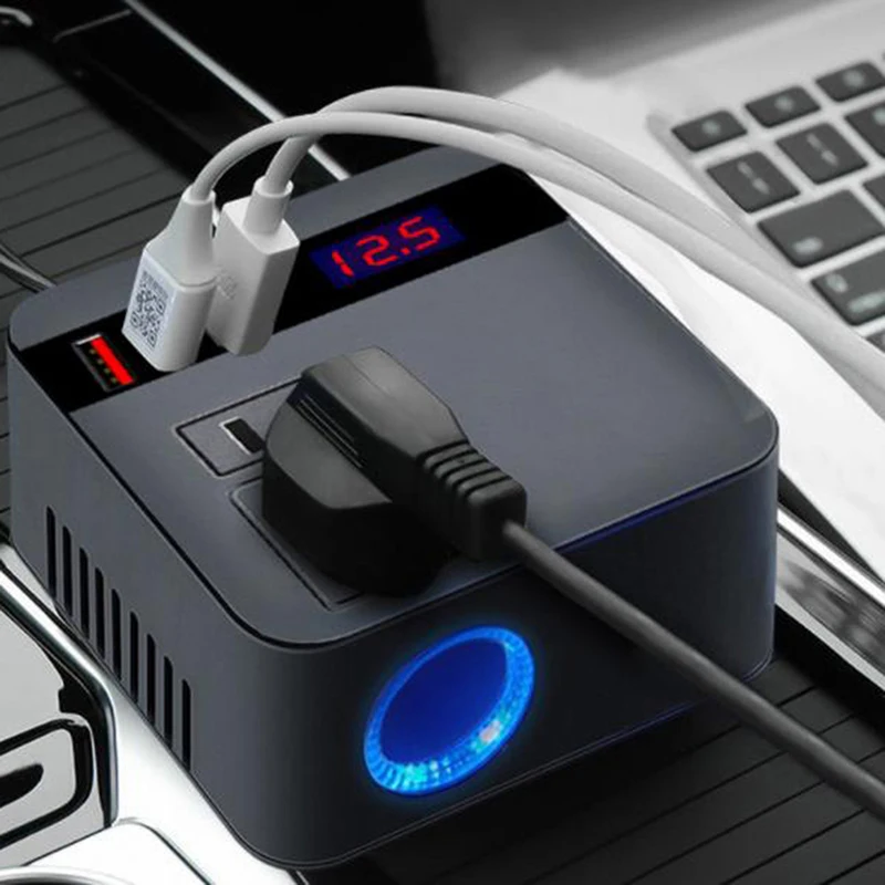 

Car Power Inverter 150W Universal Inverter Charger Socket Power Supply Inverter Adapter with QC 3.0 USB Charger Fast Charging