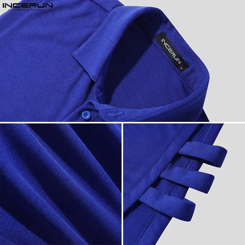 Handsome Well Fitting Tops Men's Side Cutout Connection Blouse Stylish Male Hot Sale Solid Sleeveless Shirts S-5XL INCERUN 2022