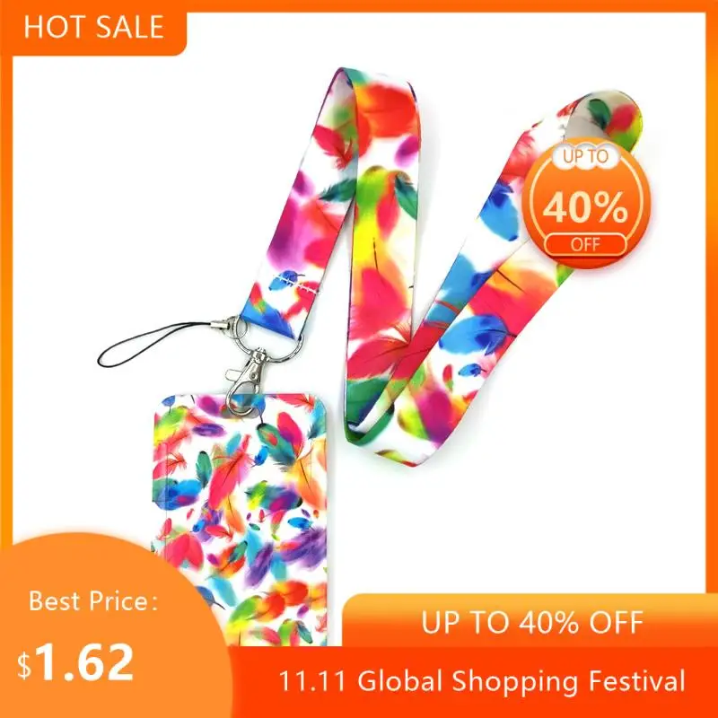 

Необычный шнурок для телефона в виде пера радужного цвета