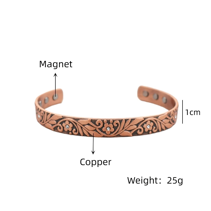 Медный браслет с этническим цветочным узором для мужчин и женщин улучшенные