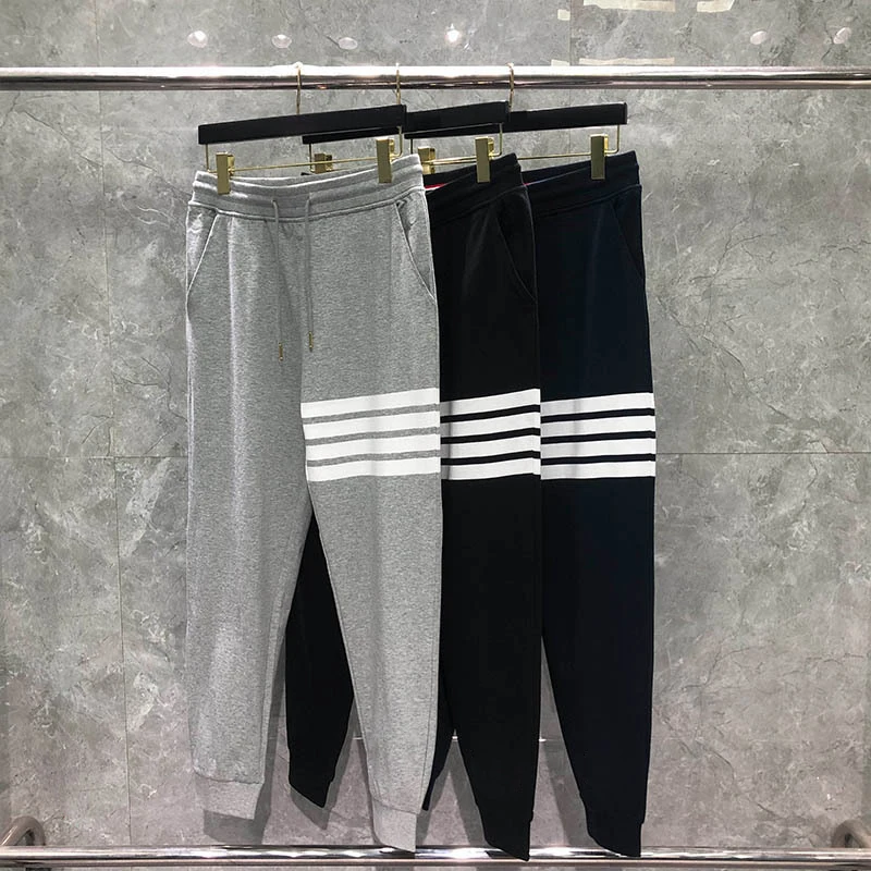 TB THOM Men's Pants Korean Fashion Brand Sweatpants Classic Cotton 4 Bar Stripes Lightweight Trousers Casual Sports Trousers