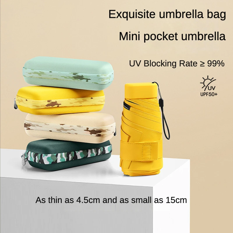

Зонт от солнца с защитой от УФ-излучения, легкий карманный мини-зонт, 6 складных солнцезащитных козырьков, защита от дождя, маленькая сумка для карт