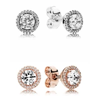 original sparkling classic elegance with crystal stud earrings for women 925 sterling silver wedding gift pandora jewelry