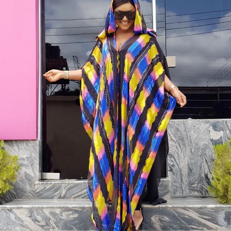 

Новые африканские платья для женщин, радужная африканская одежда Дашики, роскошный халат, Африканское платье в африканском стиле, одежда