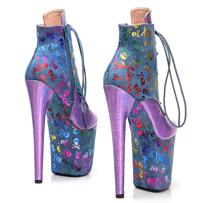 Leecabe  20CM/8inches  PU upper Two color mix  Pole dancing shoes High Heel Pole Dance boots