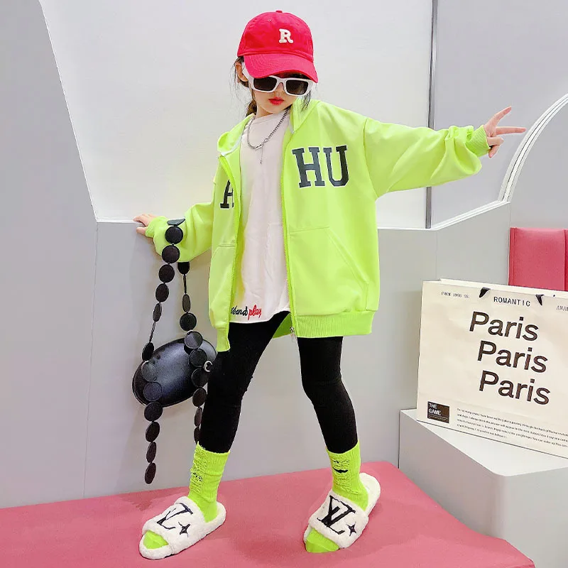 

Girls Fashion Loose Hoodies Jackets Spring Fall Kids Outfits 8 10 11 12 13 14 years