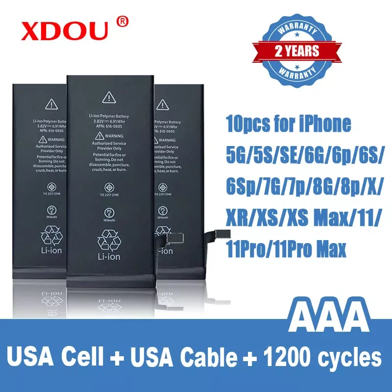 

Аккумулятор AAA для Apple iPhone7 8 6 Plus X SE 5S 5 5C XR XS 11 Pro MAX 6 S, сменная батарея большой емкости 6 S 6SP 7P 8P