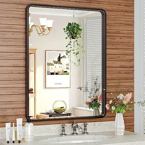 

Inch Black Bathroom Mirror for , Rectangular Black Metal Framed Mirror, Modern Mounted Vanity Mirror for Bathroom, Vertical or