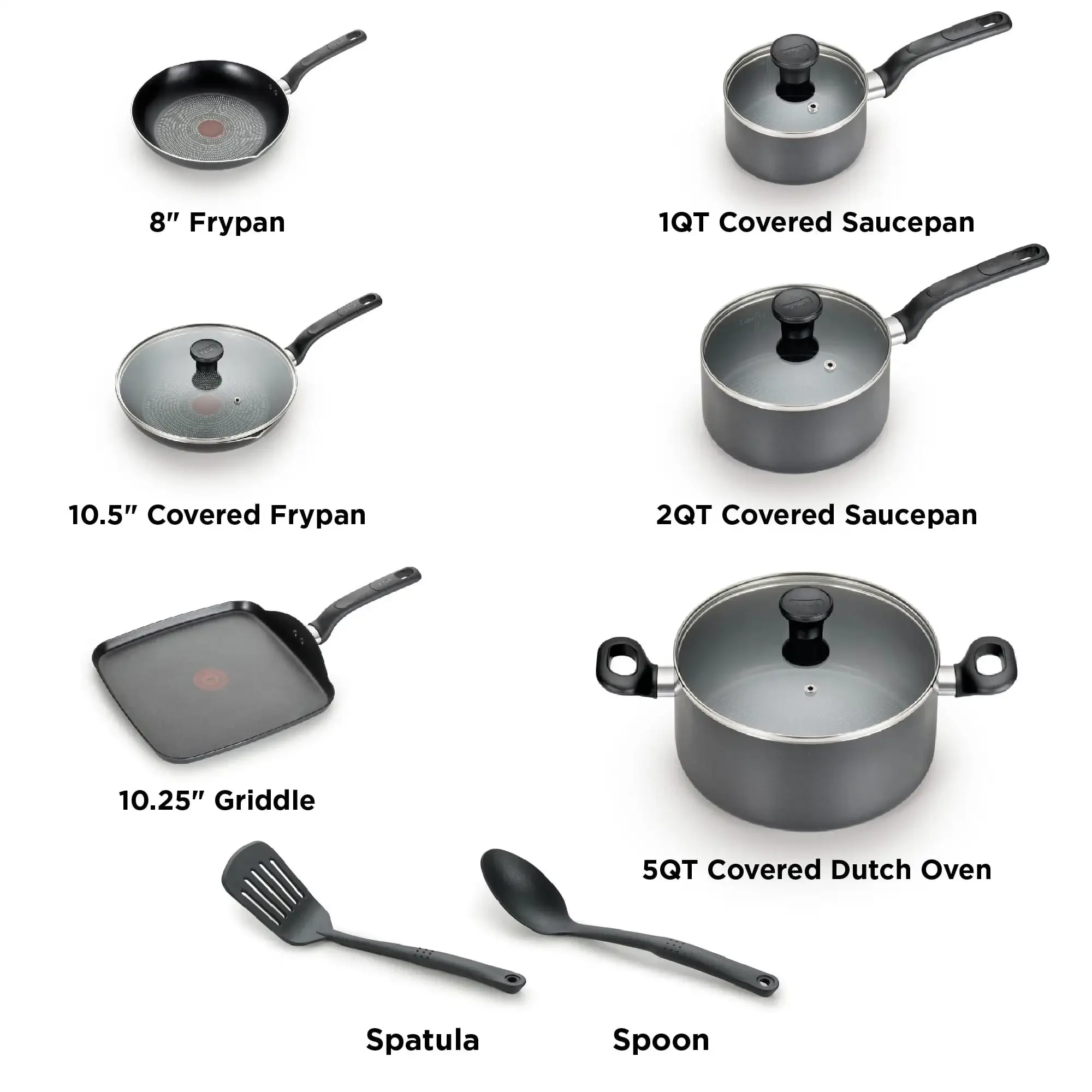 

T-fal Easy Care 12-Piece Non-Stick Cookware Set, Pots and Pans, Red