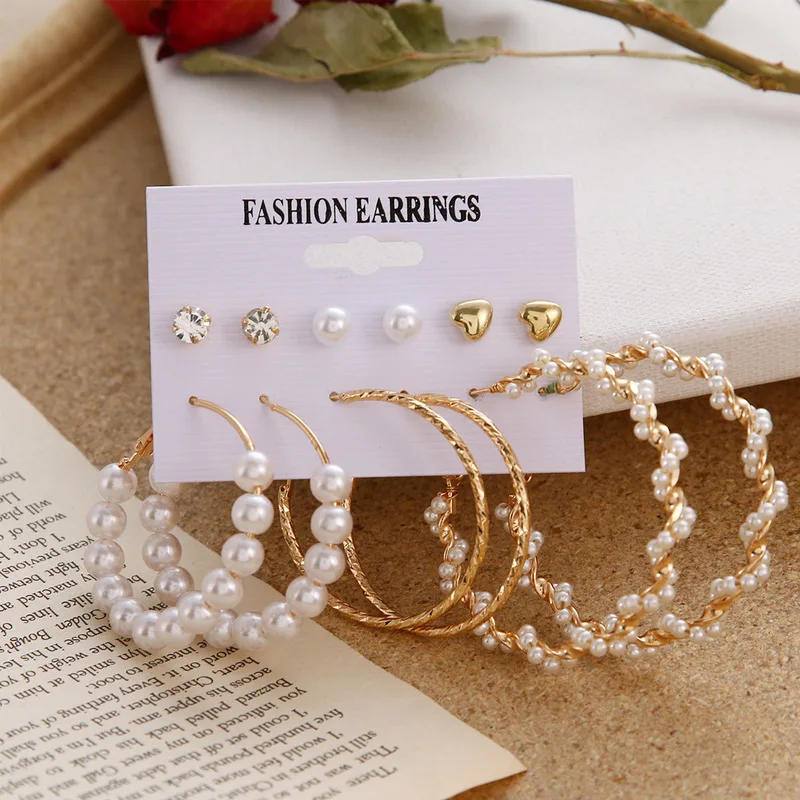 

2021 Fashion Jewelry Bohemia Tassel Earrings for Women Vintage Drop Earrings Set Imitation Pearl Big Dangle Earrings Brincos