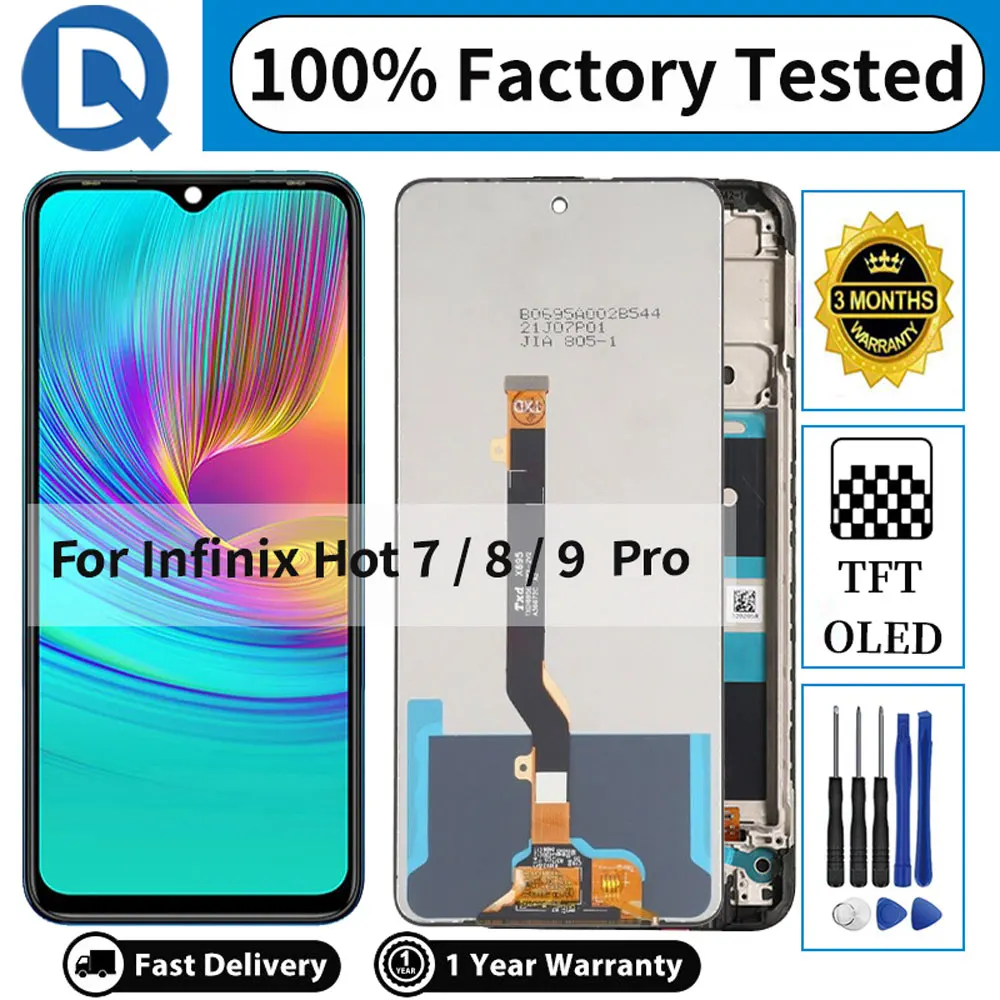 

100% заводской Оригинальный дисплей для Infinix Hot 9 8 7 Pro, дисплей с сенсорным экраном и дигитайзером, замена качества для Hot 8 Lite 9 Play