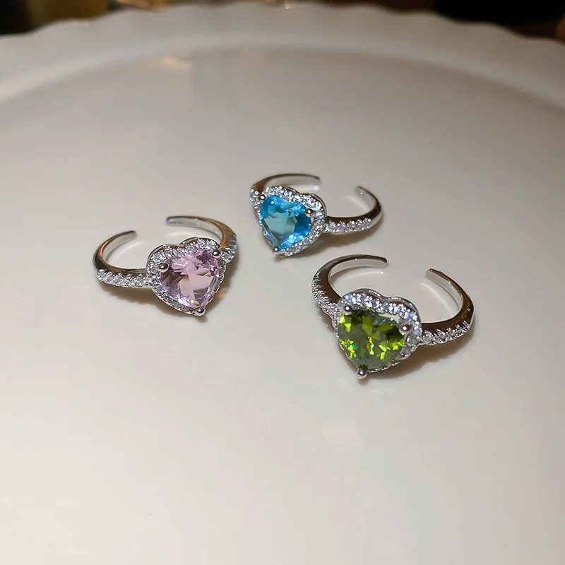 

South Korea's New Exquisite Color Love Opening Ring Fashion Temperament Simple Metal Ring Women's Jewelry