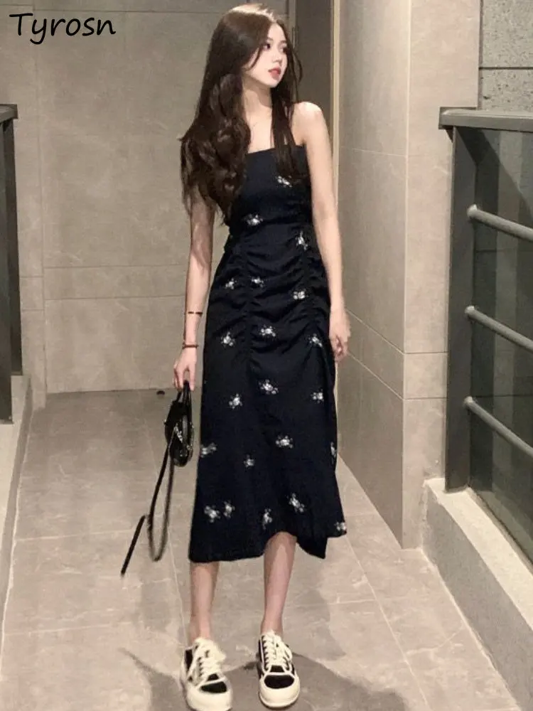 

Мини-платья женские элегантные, соблазнительный дизайн, нежно складывающиеся, уютные, без рукавов, милые летние модные женские платья во французском стиле с открытой спиной