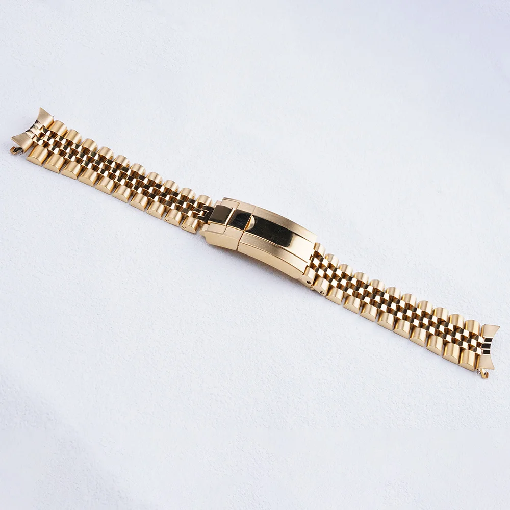 19mm Gold Silver Middle Hollow Curved End Solid Screw Links Watch Band Jubilee Strap For Seiko 7009-3040watchband