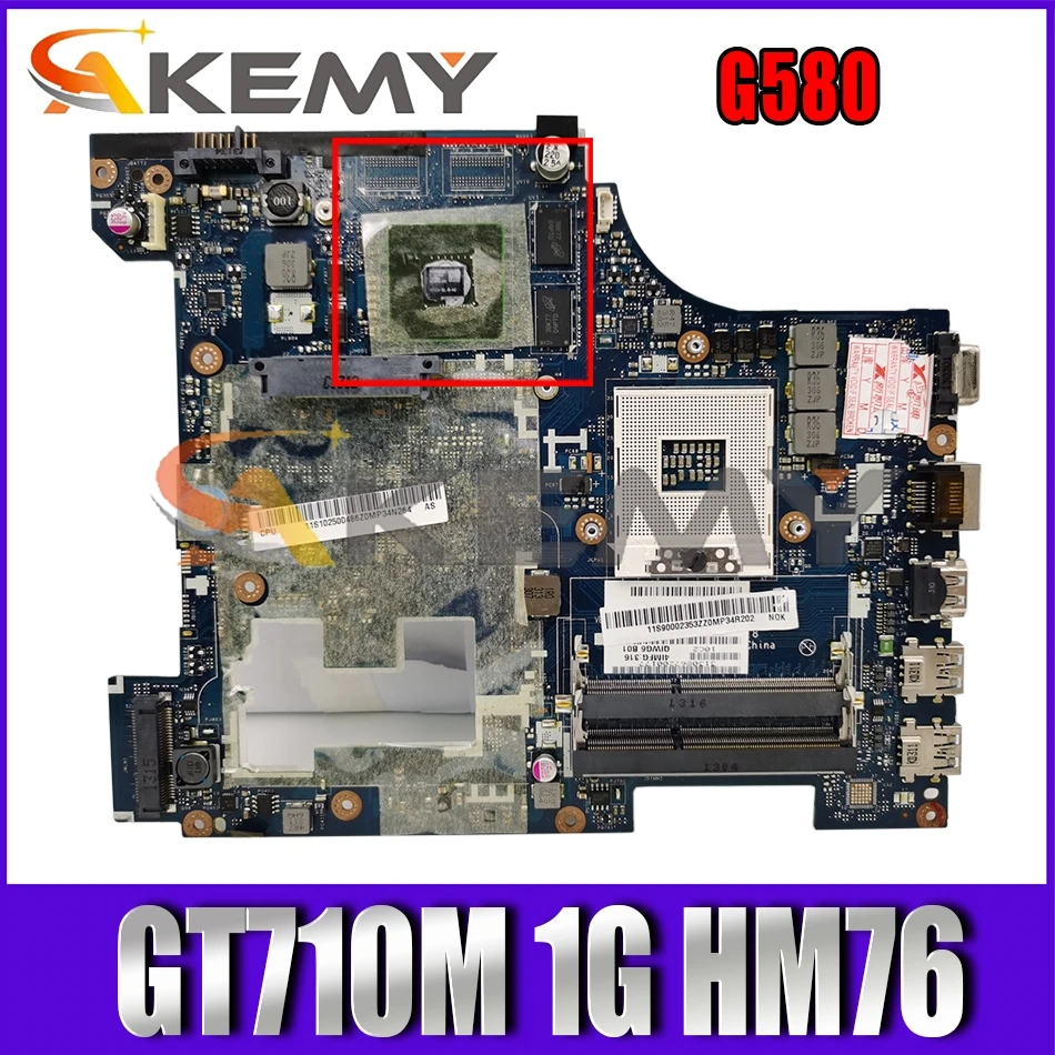 

Материнская плата Akemy QIWG6 LA-7988P для ноутбука Lenovo G580 материнская плата PGA989 GT710M 1G HM76 DDR3 100% тест