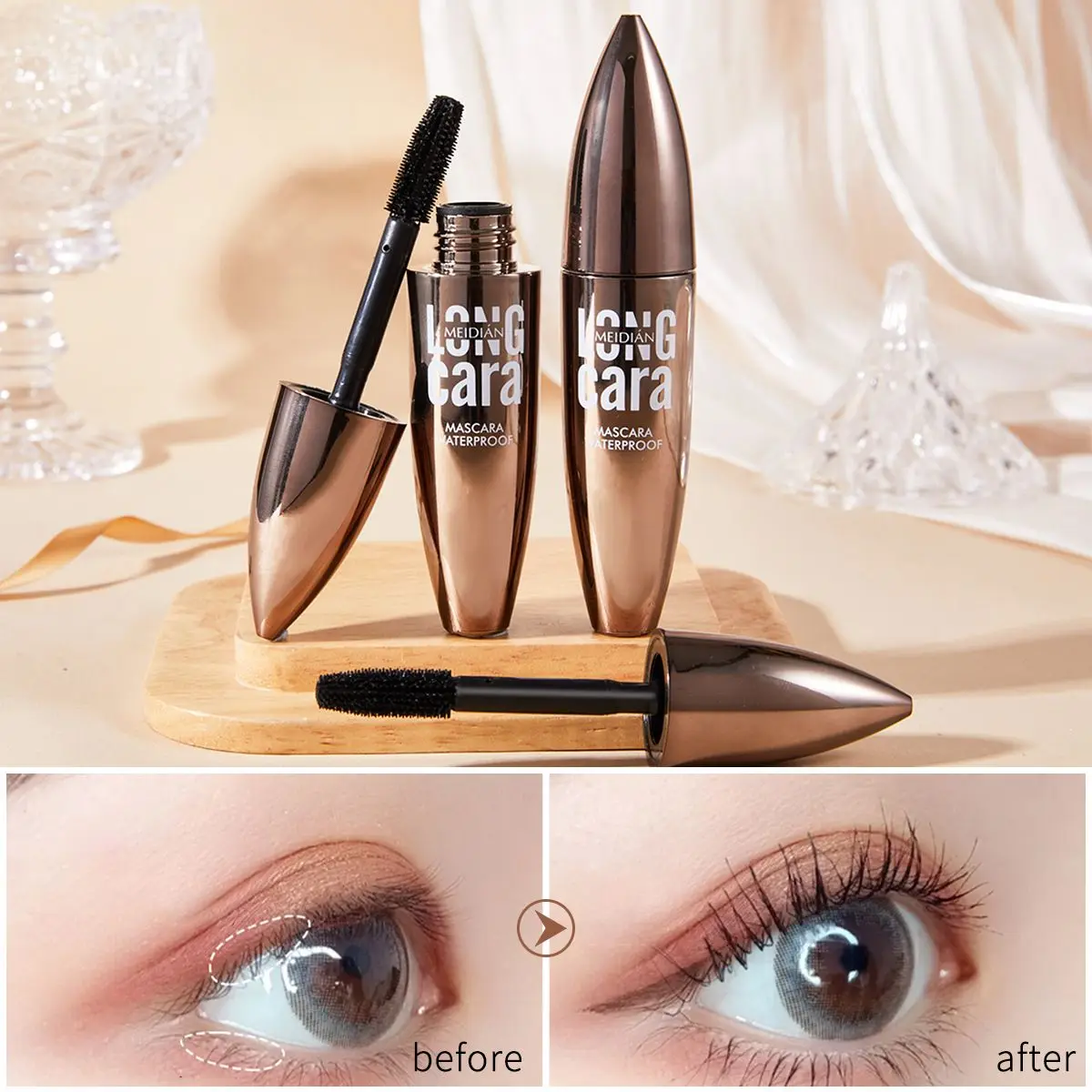 

New Long Lasting Black Waterproof Eye Cosmetics Mascara Eyelashes Makeup