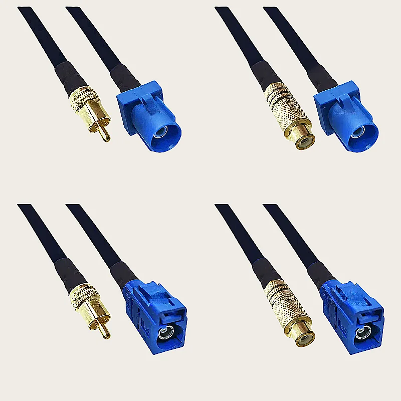 Кабель подключения FAKRA C-RCA Папа-мама синий к видео AV Lotus Head Car FM Bluetooth GPS навигация