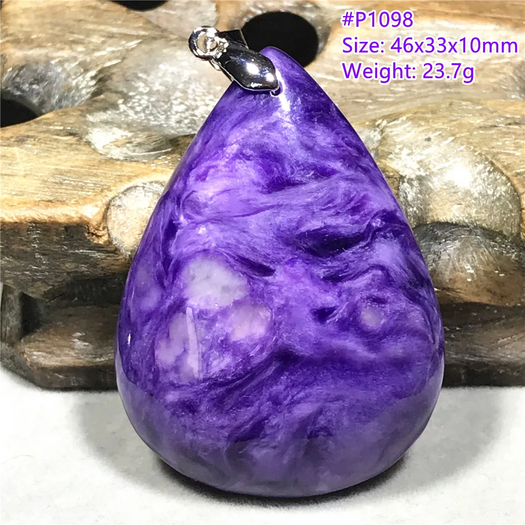 

Top Natural Purple Charoite Crystal Pendant For Women Lady Men Healing Beauty Gift 46x33x10mm Stone Beads Silver Jewelry AAAAA