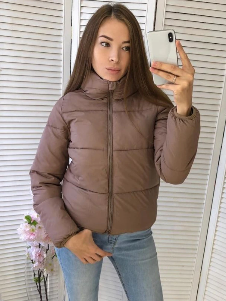 Women Puffer Jackets 2022 Cotton Padded Bubble Coat Solid Girls Spring Autumn Demi-season Outerwear Factory Supply Hot Sales!