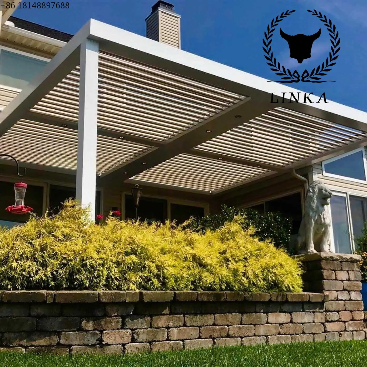 

Waterproof Sunshade Aluminium Modern Customized Retractable Flipped Pergola