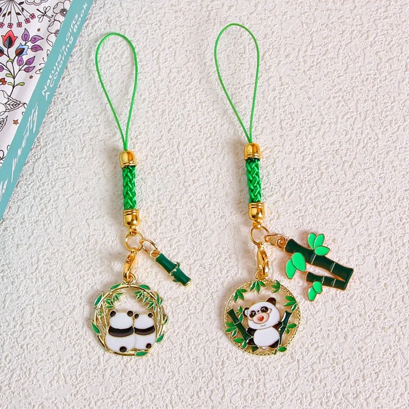 Модный бамбуковый брелок с милой пандой ремешок для мобильного телефона