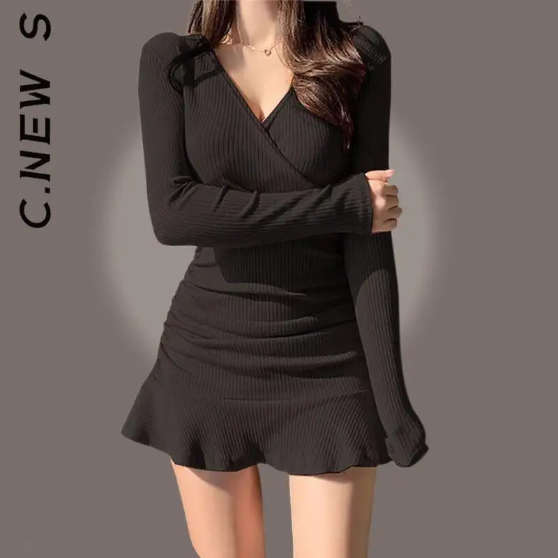 

Свитер C.New S сексуальный женский вязаный джемпер винтажный женский свитер универсальное милое платье в Корейском стиле Харадзюку мягкое пл...