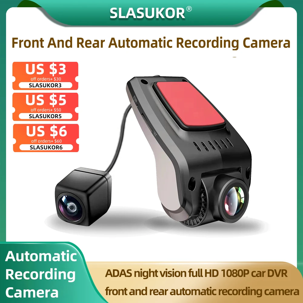 Full HD ADAS Night Vision 1080P Car DVR Front And Rear Automatic Recording Camera Auto Video Recorder Dual Lens Camcorde 32/64G