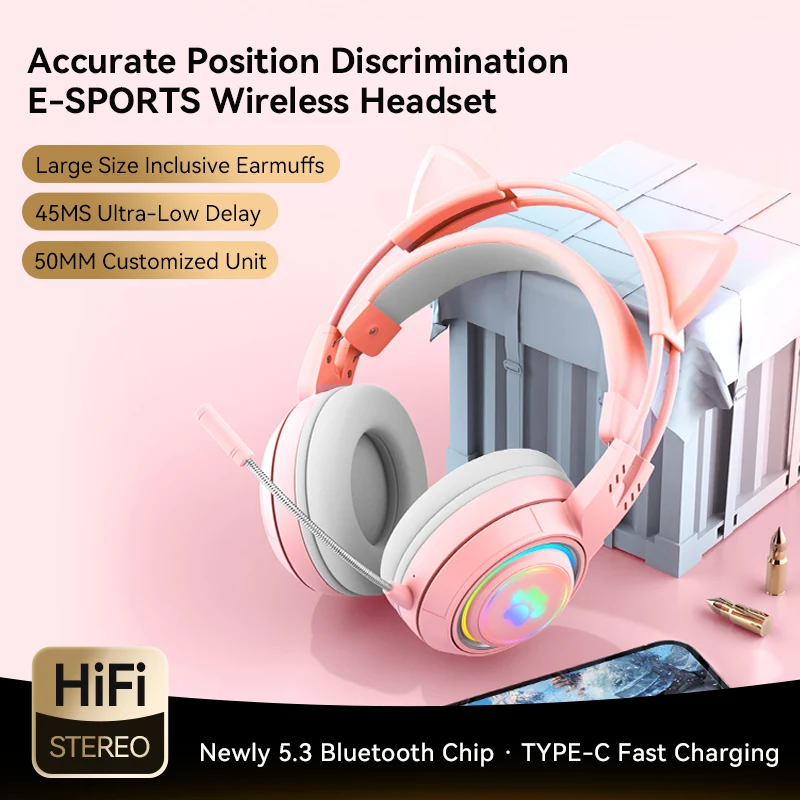 

With Microphone Headset Headband Noise Reduction Earbud Type-c Charging Dual Mode Wireless Headphones Long Standby