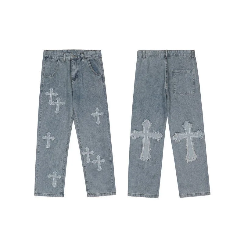 ICCLEK Men's Jeans Fashion Jeans New Jeans Men's Casual Pants Cross Jeans