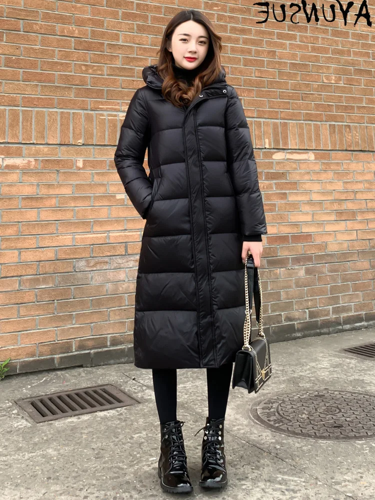 Jacket Winter Down 2023 Women's Hooded Long Duck Down Coats Female Parkas Warm Korean Clothes Puffer Jacket Women KJ5712