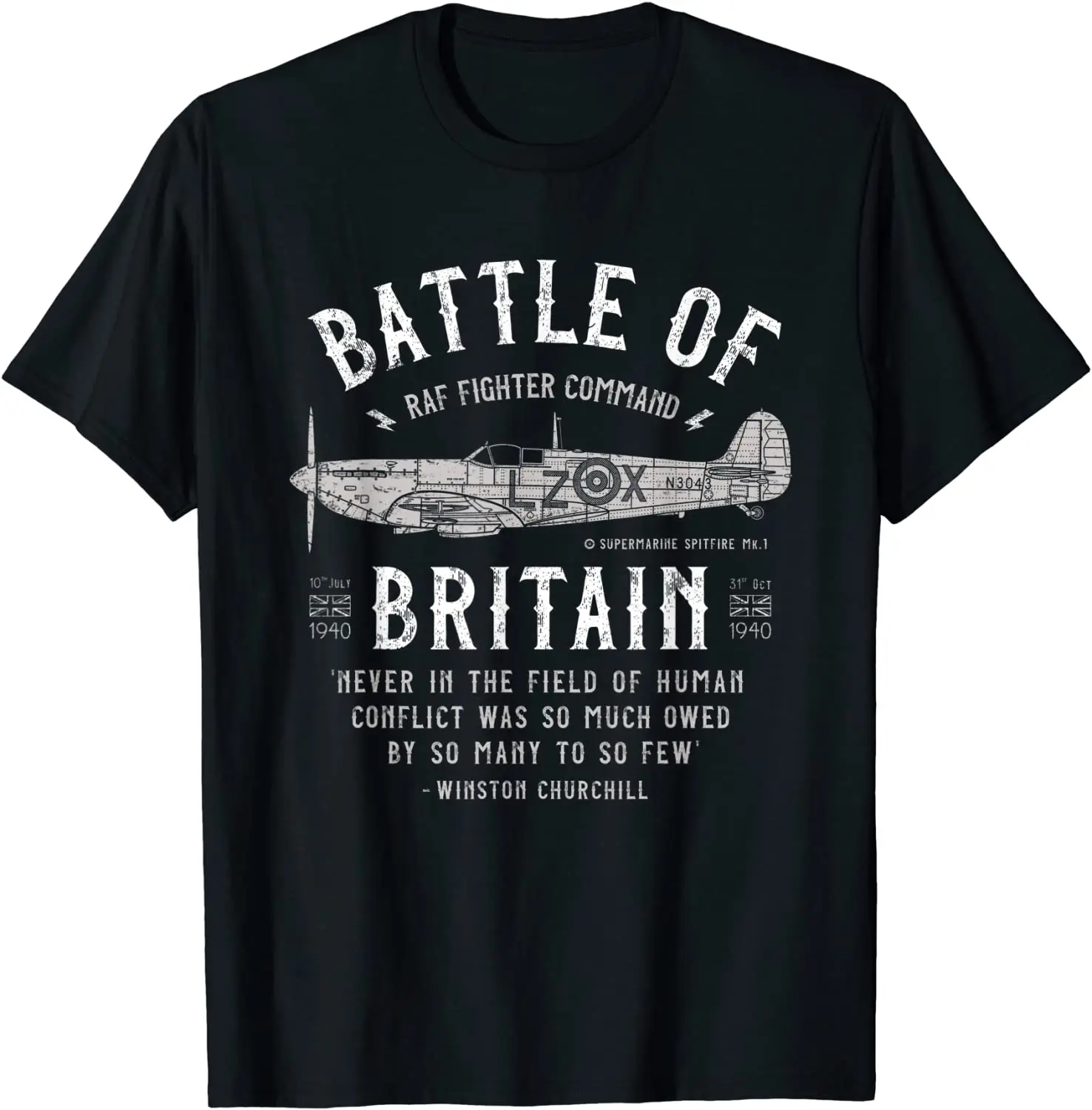 

Battle of Britain WW2 - The Few - Winston Churchill Spitfire Men T-Shirt Short Sleeve Casual 100% Cotton O-Neck Summer Tees